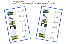 Blue CVCC Missing Consonant Cards, Cursive (PDF)