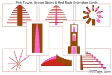 Pink Tower, Brown Stair & Red Rods Extension Cards