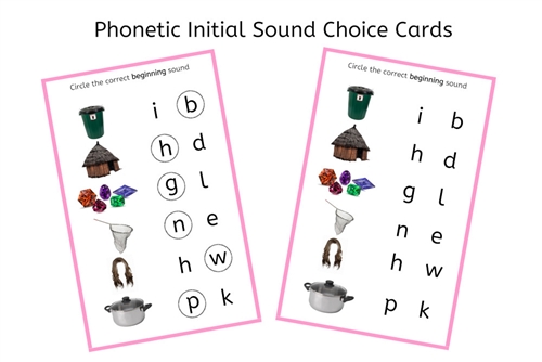 Pink Initial Sound Choice Cards (PDF)