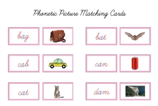 Pink Picture Matching Cards, Cursive (PDF)