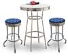 36" Tall Chrome Bar Table & 2 Detroit Lions NFL Fabric Seat Barstools