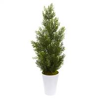 27” Mini Cedar Artificial Pine Tree in Decorative Planter (Indoor/Outdoor)