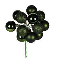 12" Moss Green Ball Ornament Pick 4/Bg