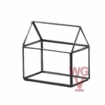 Geometric Glass Terrarium, House, Black Frame - Width: 3.5 x 6", Height: 6"