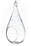 Clear Pear Hanging Votive Candle Holder / Vase. Width: 3.5". Height: 7"