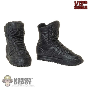 Boots: LToys 1/12 Mens Black Molded Tactical Boots