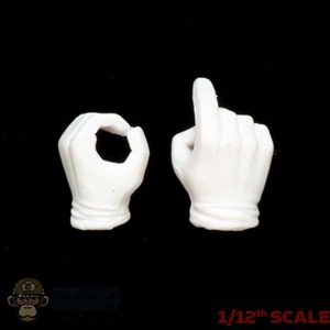Hands: POP Toys 1/12th Mens White Molded Weapon Hands (Right Trigger Finger)