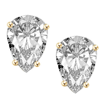 1.0 ct solid Gold pear studs earrings