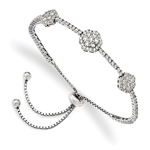 A majestic looking designer adjustable bracelet in a prong setting with artificial round brilliant diamonds by Diamond Essence set in platinum plated sterling silver. Total 133 stones.