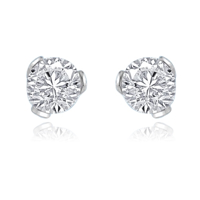 2ct round-cut stone earring in Platinum Plated Sterling Silver