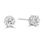 Basket Set Stud Earrings with Artificial Round Diamond by Diamond Essence set in Sterling Silver