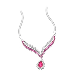 4.5 ct. Ruby Essence stones necklace in Platinum Plated Sterling Silver