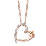 Diamond Essence Heart Shape Pendant with Round  stones, 1.0 cts.t.w. in Rose Plated Sterling Silver.