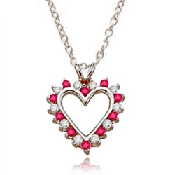 Ruby Essence Heart Pendant - 0.5 Cts. T.W. set in Platinum Plated Sterling Silver.