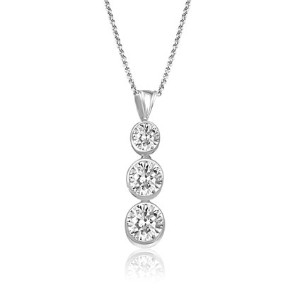 pendant of bezel-set round diamonds in silver