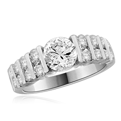 1 ct round diamond center stone ring in silver