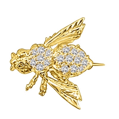 Attractive Bee Pin, 0.85 Cts. T.W. with a bevy of Round Cut Jewels, in Gold Vermeil.