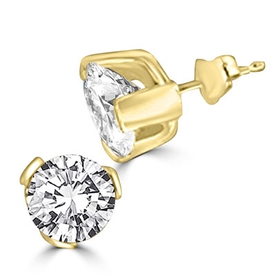 2ct round-cut stone earring in 14K Gold Vermeil