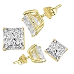 Have an astonished look with this Diamond Essence Princess cut stones set in Gold Plated over Sterling Silver.0.5 ct. each, 1.0 carat t.w. Choice of 2.0 ct.t.w. and 4.0 ct.t.w. available.