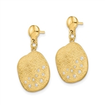 Pave set Diamond Essence Melee in Beautiful Brushed Polished Gold Vermeil Dangle Earring