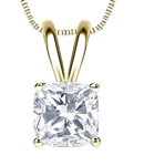 1 ct cushion  cut Diamond stone in Gold Vermeil
