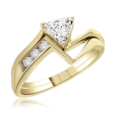 wedding set with trillaint cut ring in Vermeil