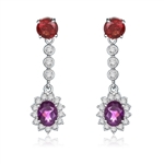 1.5ct Amethyst essence surrounded by brilliant earring in white gold