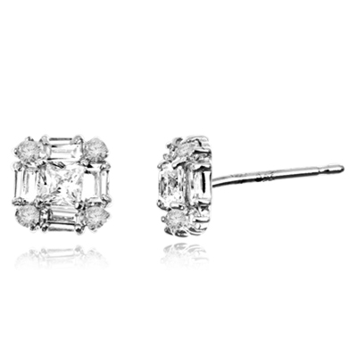 Little beauty. Diamond Essence traditional baguettes, princess cut and round brilliants set in artistic way in 14k Solid White Gold, 2.0 cts.t.w.