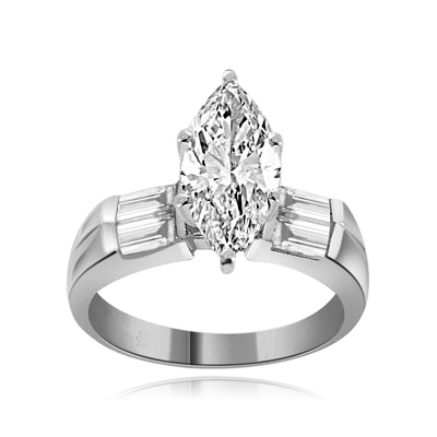 Marquise-cut Diamond Essence gem & baguettes ring