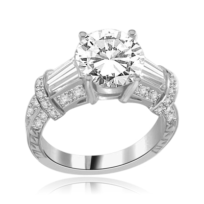 3 ct. classic 14K Solid White Gold ring