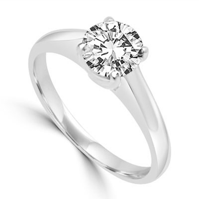 Solitaire Ring in Tiffany Setting -1 Cts. T.W. In 14k Solid White Gold.