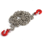Yeah Racing 1/10 RC Rock Crawler Accessories - 96cm Long Silver Chain and Red Hook Set
