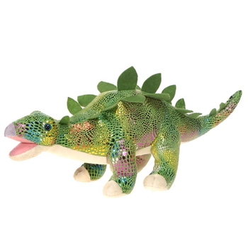 Green Glitter Stegosaurus Stuffed Animal 15 Inch Dinosaur by Fiesta