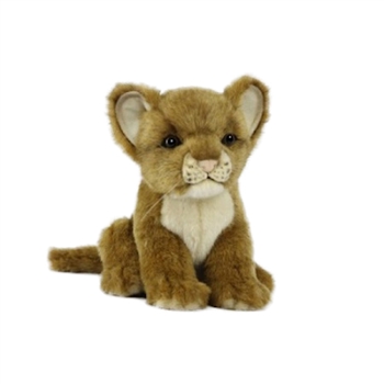 Handcrafted 6 Inch Sitting Lifelike Lion Cub Stuffed Animal by Hansa