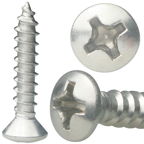 100 #6-18 x 1/2" (FT) Self-Tapping Screws Philips Oval Head Type A Stainless A2 (18-8)