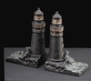 Bronze Lighthouse with Ocean Wave Bookends