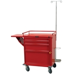 Harloff V-Series Short Emergency Cart, 24" Cabinet and Four Drawers with Push Handle, Breakaway Lock