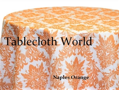 Naples Damask Orange Print Tablecloths