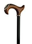Ladies derby cane with inlaid handle. This distinguished design is timeless, crafted with the old world tradition of quality and workmanship