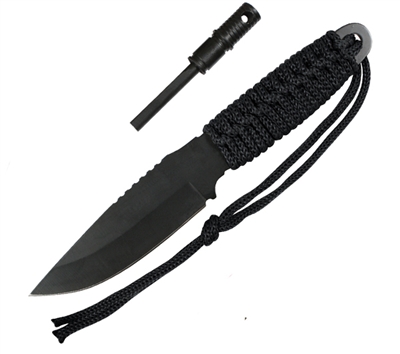 Rothco Black Paracord Knife with Fire Starter - 3675