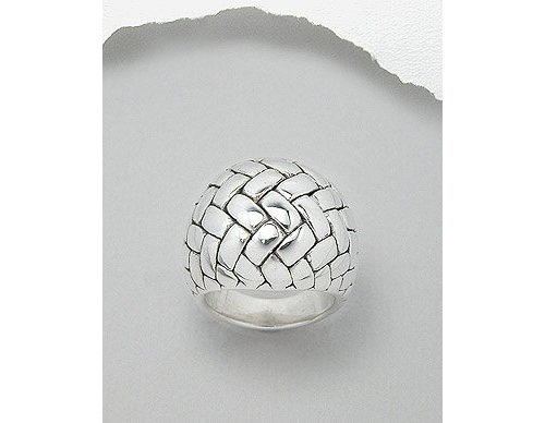 Domed Rectangle Shapes Sterling Silver Chic Ring (8)