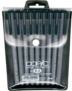 Copic Multiliner Inking Pens Set B-2 BLACK waterproof pigment ink drawing pens