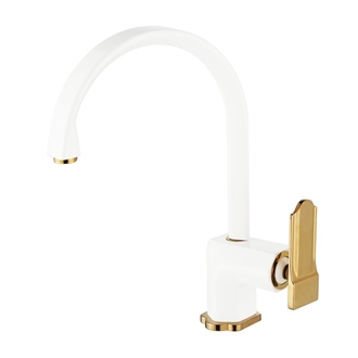 Poperinge Brass Countertop White Single Handle Kitchen Faucet