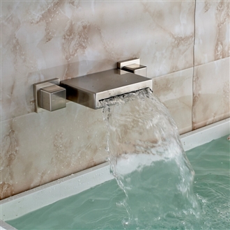 Sacramento Brushed Nickel Wall Mounted Double Handled Bathtub Faucet