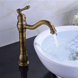 Fontana Milan Single Hole Tall  Antique Brass Bathroom Sink Faucet