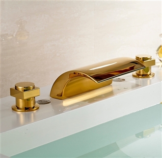 Dual Handle Bathtub Gold Chrome Finish Bathroom Faucet Mixer Tap