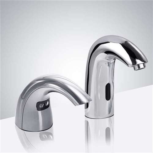 Fontana Commercial Chrome Automatic Motion Sensor Bathroom Faucet and Soap Dispenser