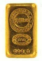 Argor S.A Chiasso 10 Tolas (116.6 Gr.) Cast 24 Carat Gold Bullion Bar 999.9 Pure Gold