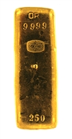Al. Buggenhout 250 Grams Cast 24 Carat Gold Bullion Bar 999.9 Pure Gold
