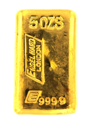 Engelhard London 5 Ounces Cast 24 Carat Gold Bullion Bar 999.9 Pure Gold